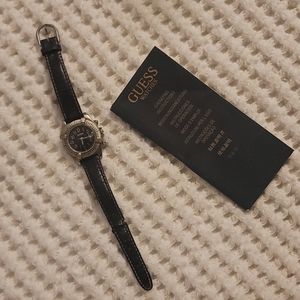 GUESS Watch Black Leather Strap